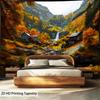 Mountain Slope Waterfall Scenery Digital Printing Polyester Wall Hanging Tapestry Decorative Living Room Bedrooms Background