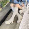 White platform knight boots women's autumn and winter new but knee boots thick high heel temperament thin boots