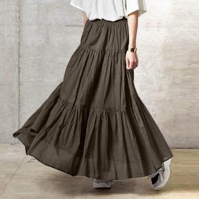 Women's Spring Summer Dress Oversized 5XL Skirt Casual Long Skirt Plain Skirt Cake Dress Vintage Style Pleated Half Skirt