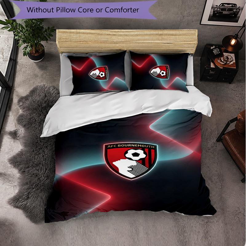 Set Biancheria da Letto Bournemouth Football 3 Pezzi Morbido Set Copripiumino con Federe Set Decorazione Camera da Letto per la Casa