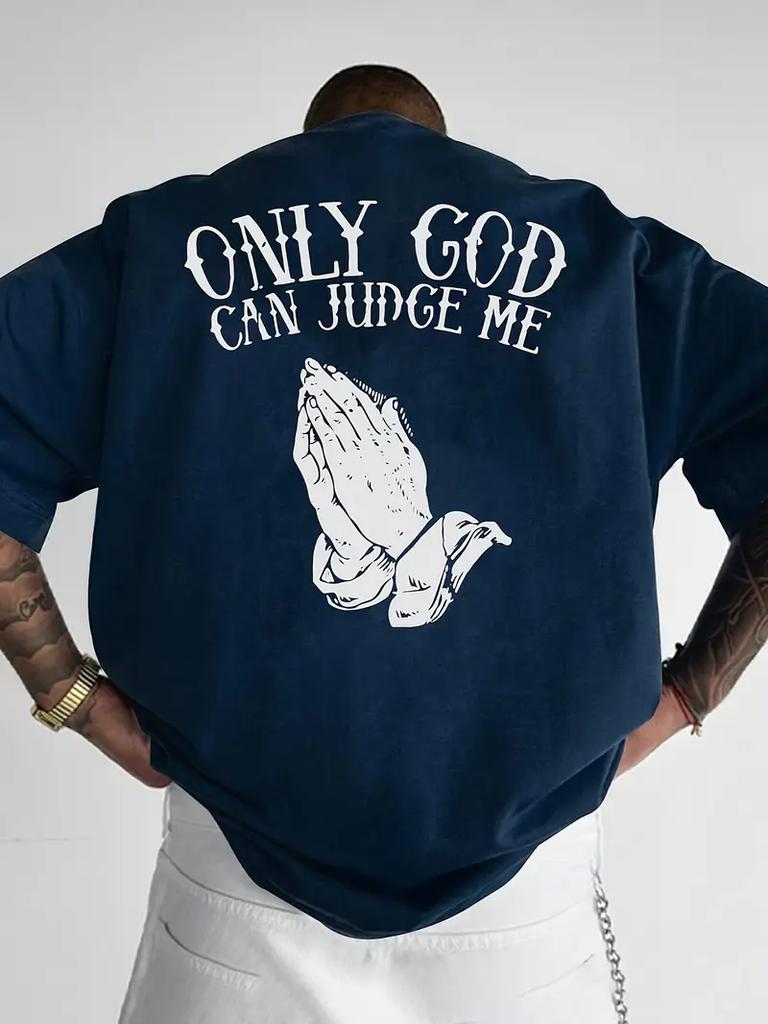 Men'S "Only God Can Judge Me" Graphic T-Shirt Casual Crew Neck Plus Size Short Sleeve TopSummer Outdoor Women's T-shirt Tops