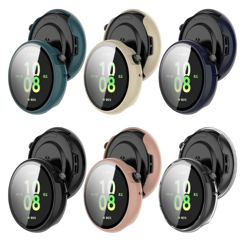 Case for Watch Fit 44mm Tempered Glass Screen Protectors & Hard PC Protective Bumper Smartwatch Accessories