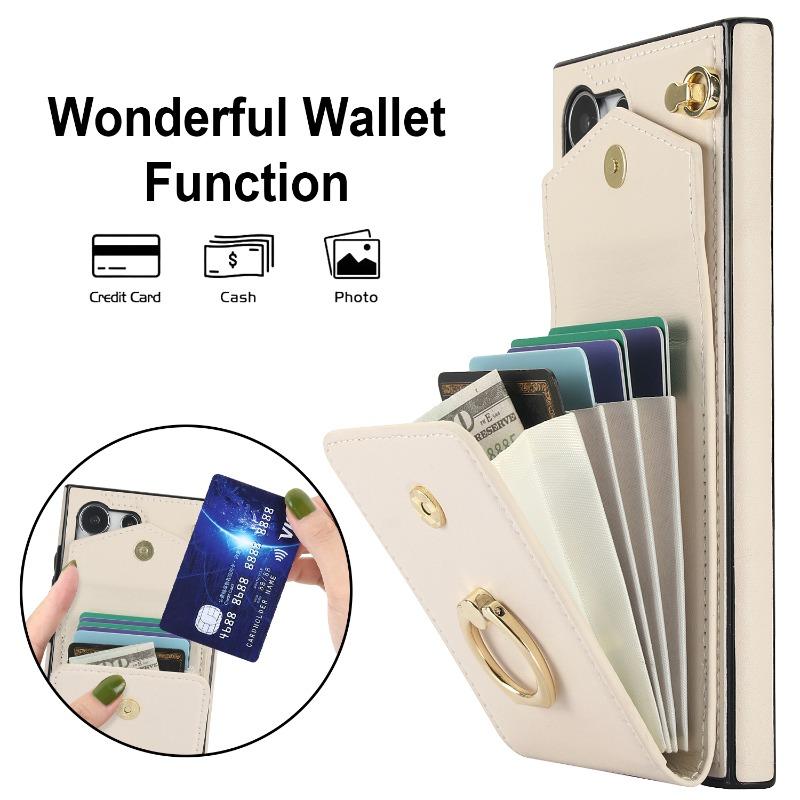 Wrist Strap Phone Case for Samsung Galaxy S23 S21 FE S24 Plus S22 Ultra A13 A53 A52 A73 A33 A14 A24 A54 with Card Holder Cover