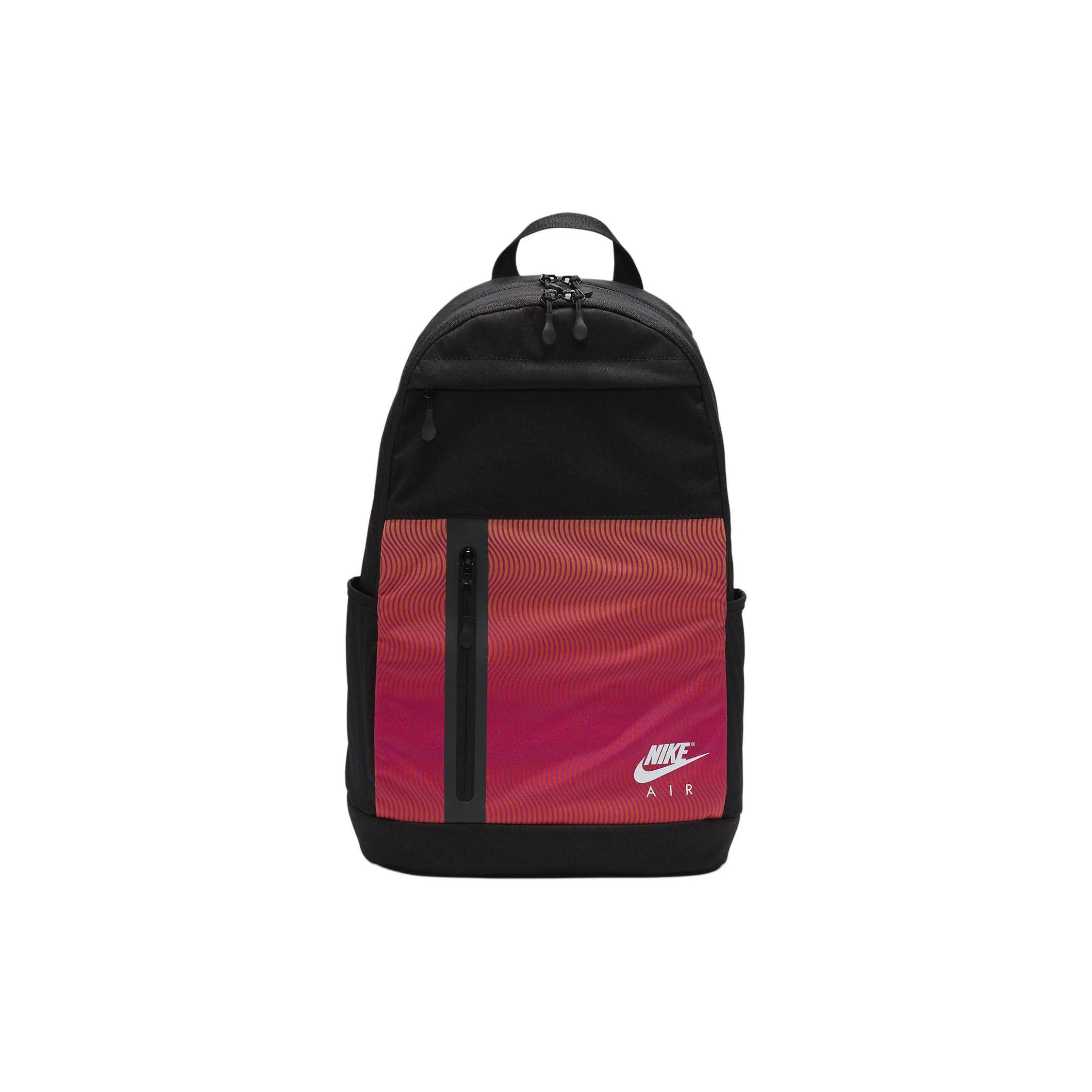 Nike Elemental Premium Classic Large Capacity Logo Zip Fabric Backpack Unisex Backpack Black Red FV8129010 Black & Red
