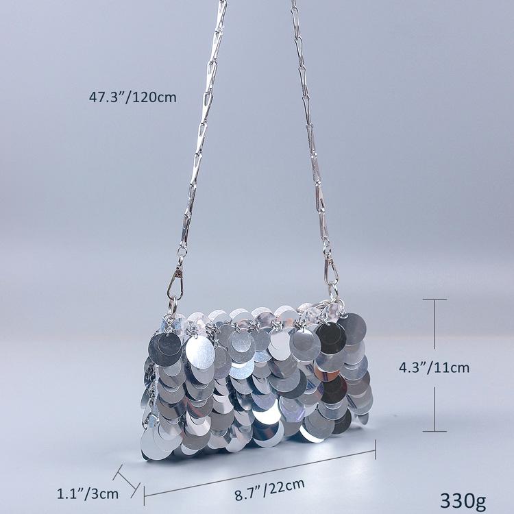 Silver Shiny Film Handmade Circle Crossbody Bag - Autumn/Winter Evening Fashion Accessory
