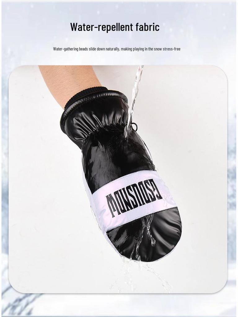 2024 Women's Waterproof Ski Mittens, Fleece-Lined, Warm & Cute, Fingerless for Cycling & Snowboarding