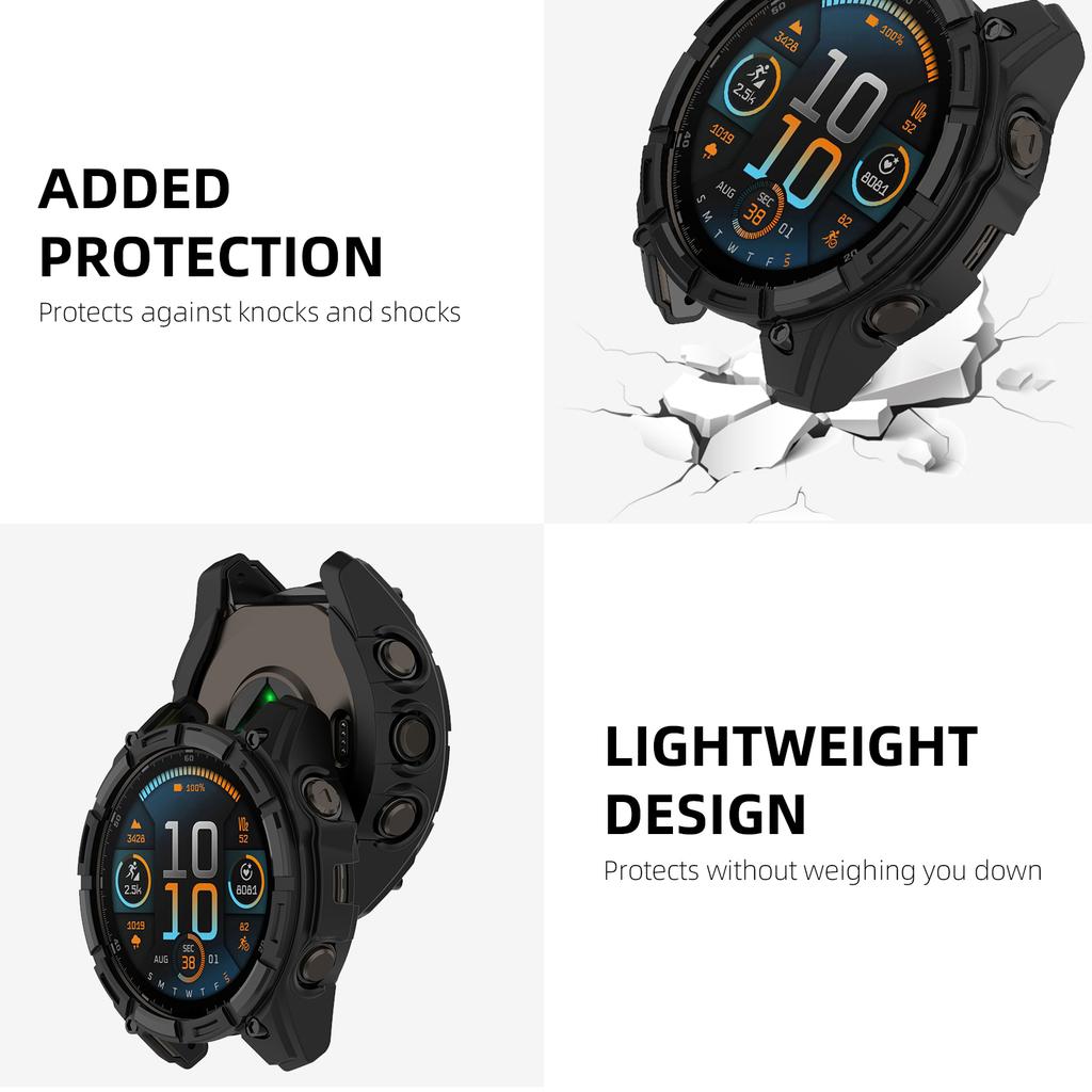 2-IN-1 Glas+Hülle für Garmin Fenix 8 51/47/43mm AMOLED Solar Displayschutzfolie Gehärtetes Glas+Bumper Schutzhülle Zubehör