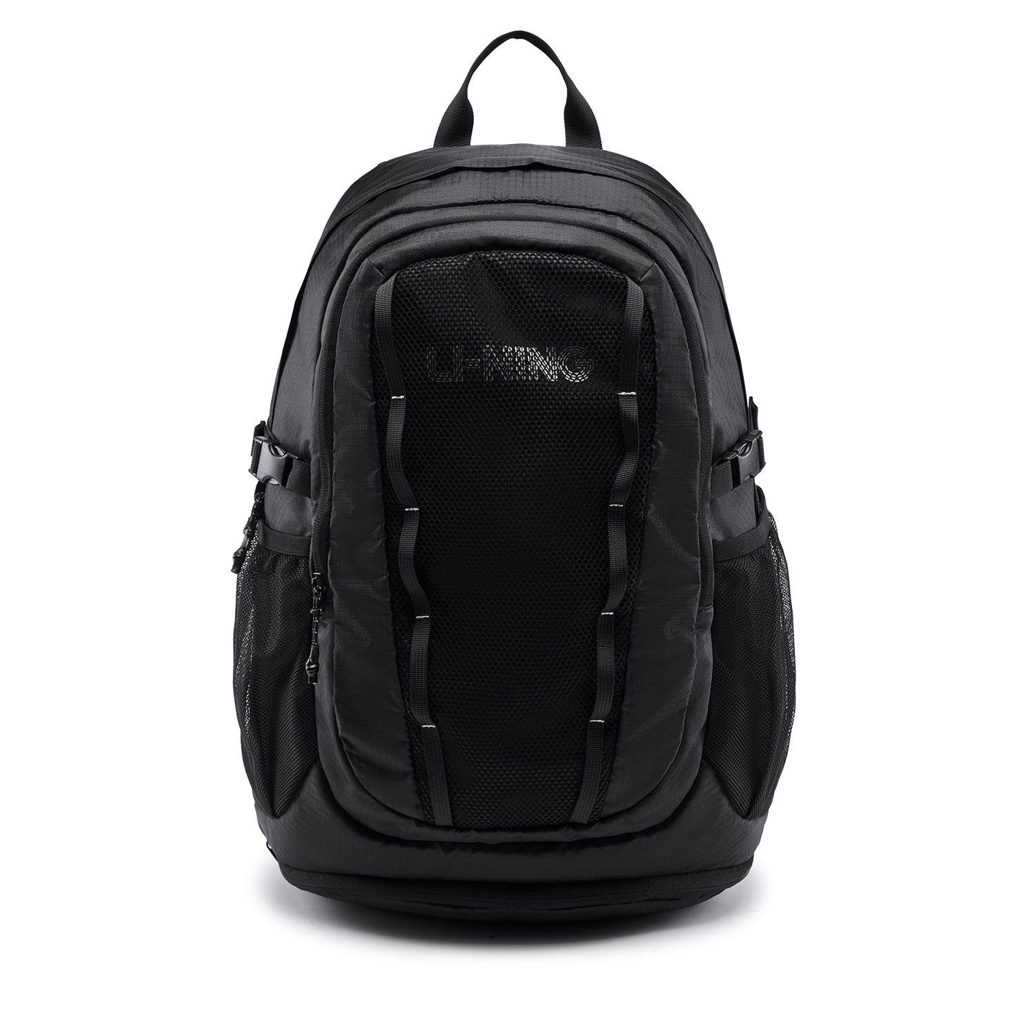 Li Ning Fashion Print Polyester Backpack Unisex Backpack Black ABSV399-1 Black