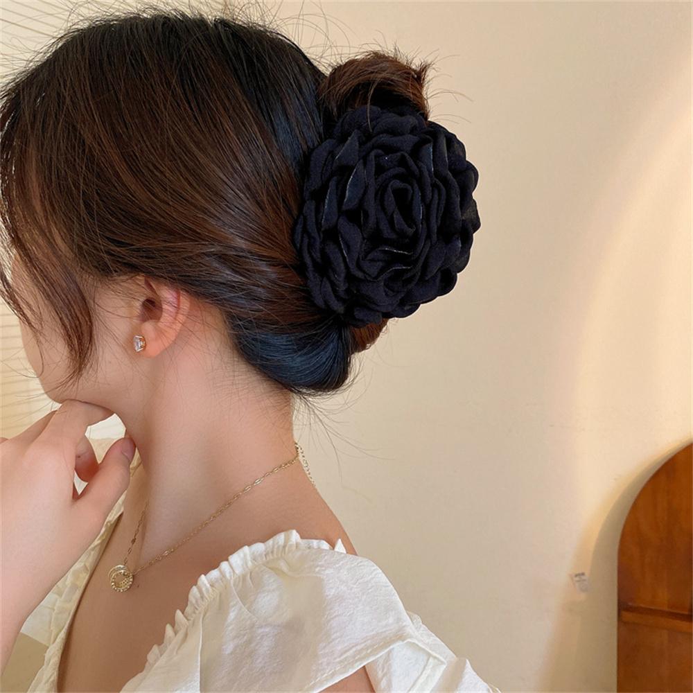 Rose Flower Large Hair Claw Handmade Fabric Flowers Grab Hair Clip Sweet Shark Clip Hair Accessories for Women Girls 8/10/12cm