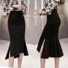 Women's High-Waisted Fishtail Pencil Skirt with Sexy Slit