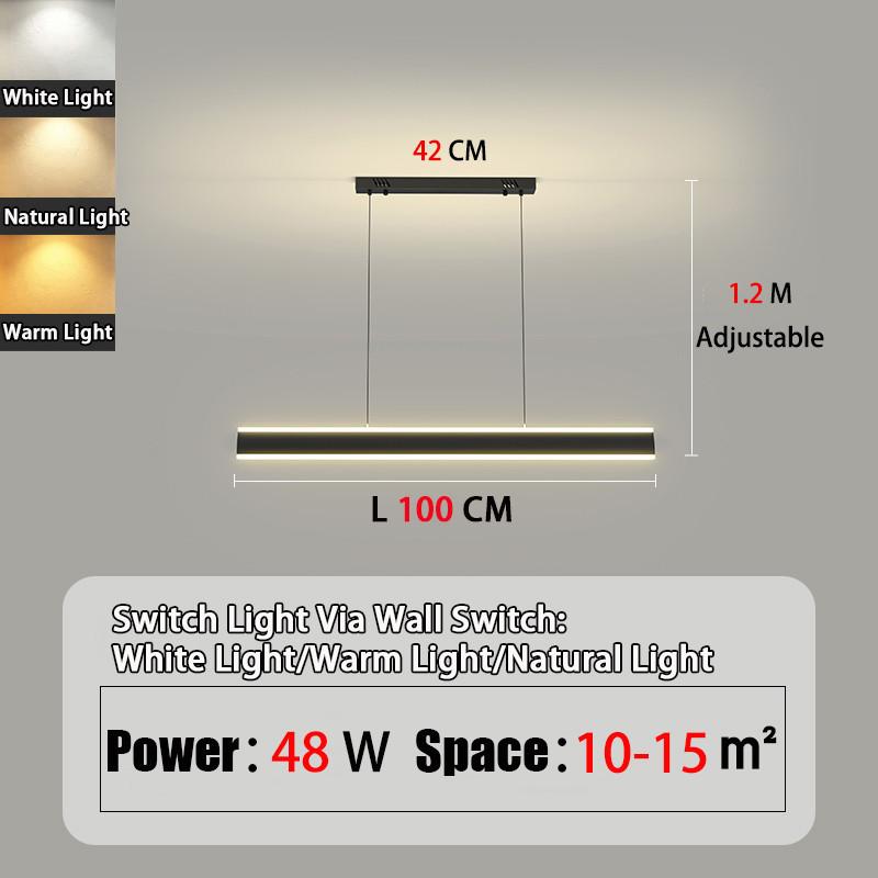 

3 Lighting Modes Stair Corridor Up And Down Luminous Chandelier NEW Living Room Minimalist LED Ceiling Light 100CM【Black】【Tri-color】