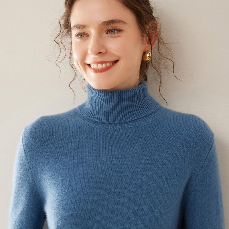 Cashmere Knit Women's High Neck Long Sleeve Sweater - Soft, Loose, Warm, and Skin-Friendly for Autumn and Winter