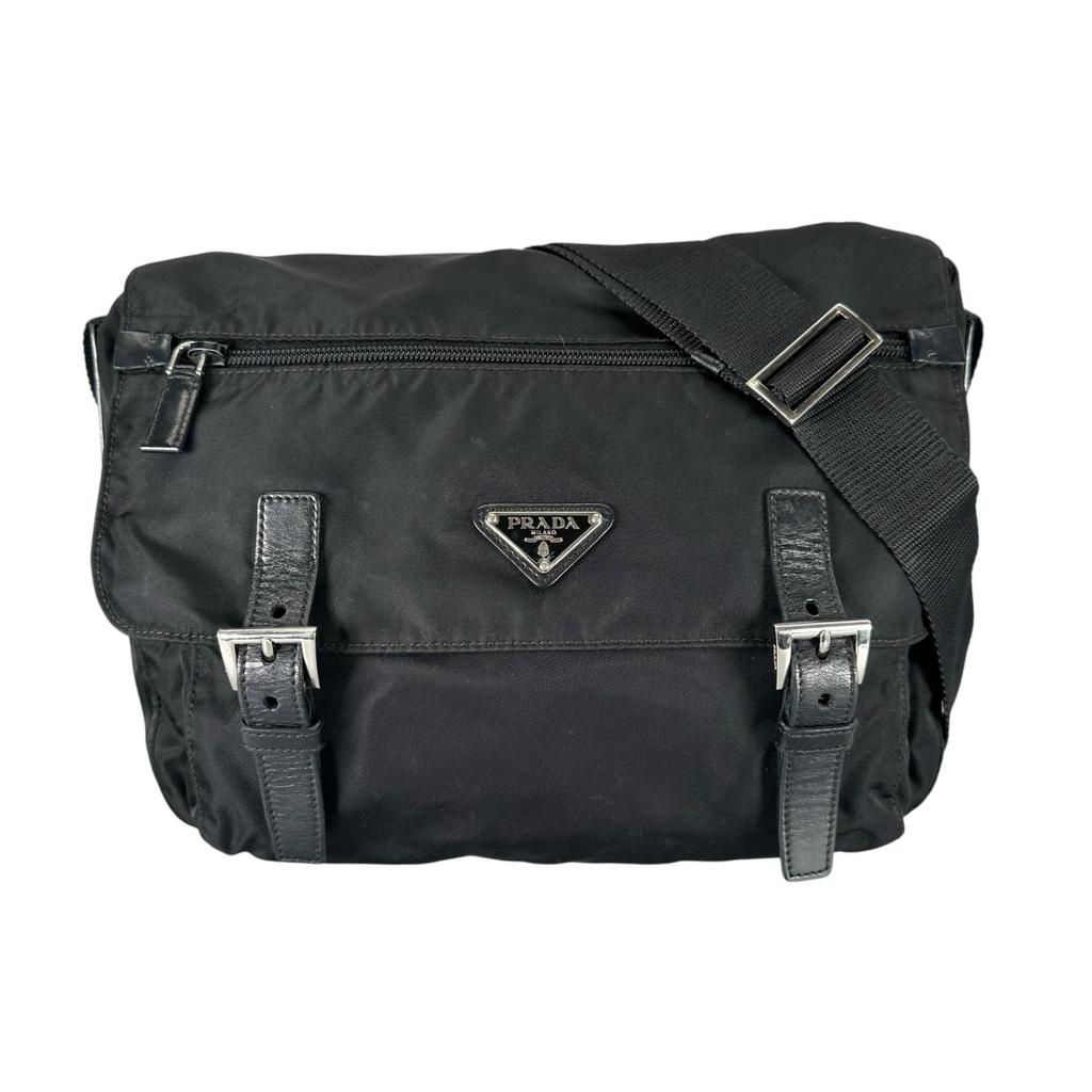 PRADA Triangular logo Messenger bag black Women used
