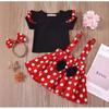 European & American Style Short-Sleeve Top, Polka Dot Overall Skirt, Headband Princess Set for Kids