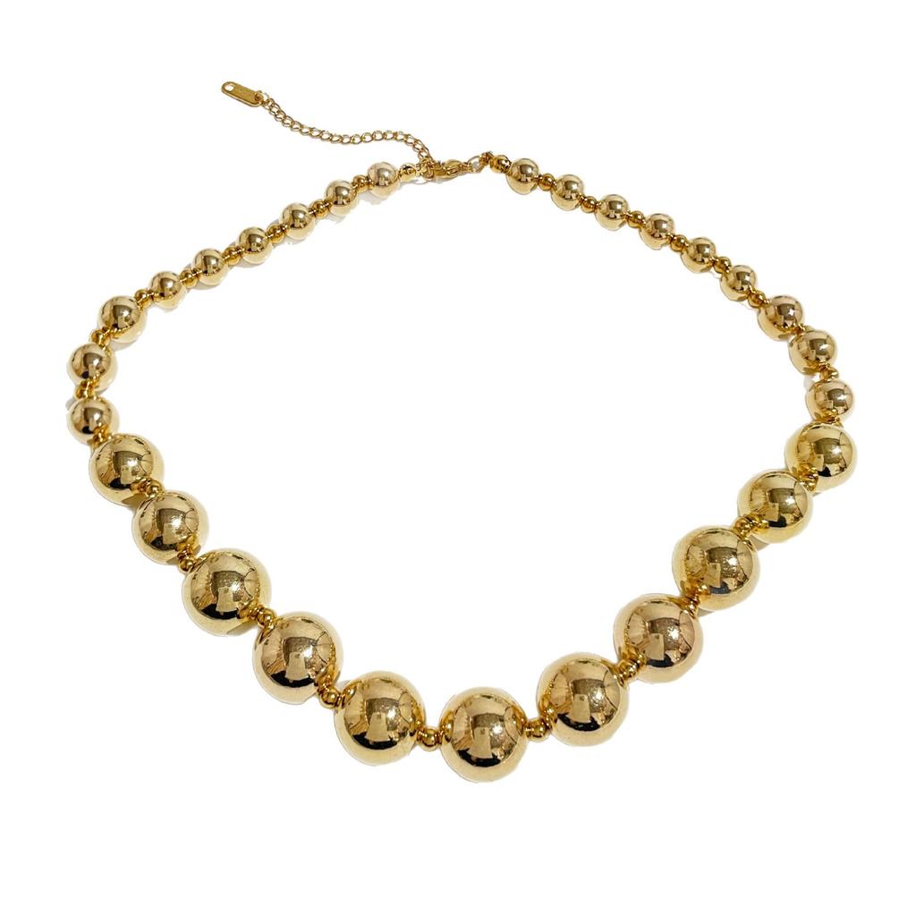 Cross-border wholesale European and American fashion ins personality exaggerated plastic transfer bead necklace female versatile sweet cool collarbone