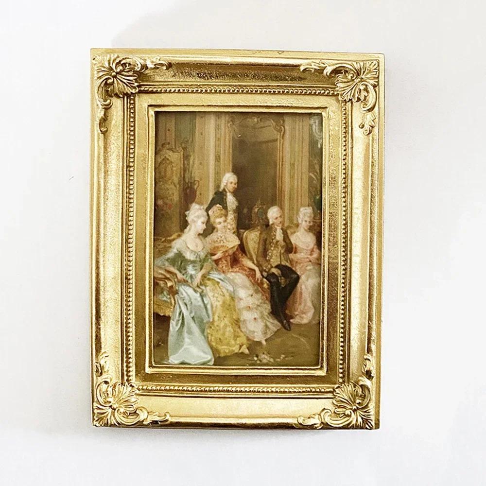 European Vintage Gold Photo Frame 6 Inch Resin Carving Picture Display Tabletop Ornament for Office Living Room Home Decor