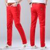 Men'S Casual Pants Slim Fit Straight Cut Stretchy Colorful New Spring And Autumn Style Long Pants