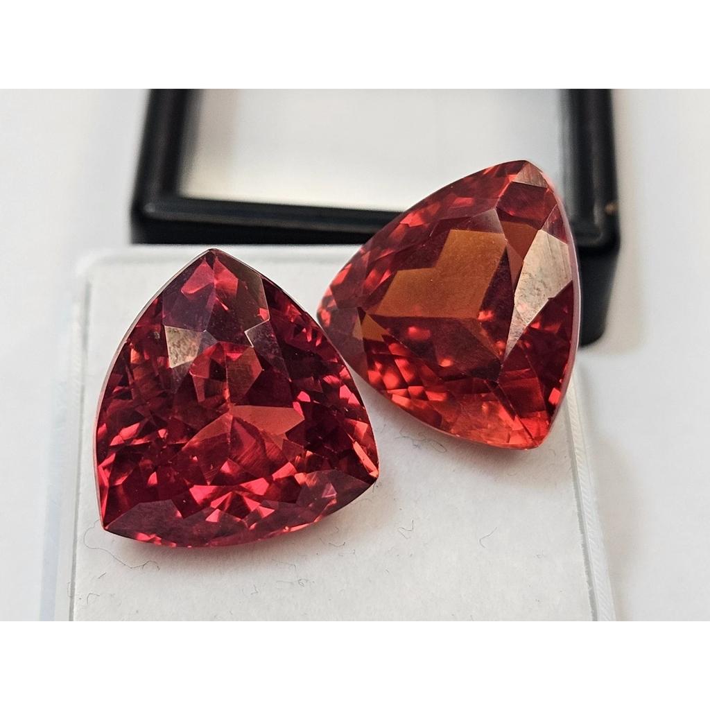 Trillion Cut Mexican Fire Opal 30-31 Ct Pair Beautiful Certified Loose Gemstone
