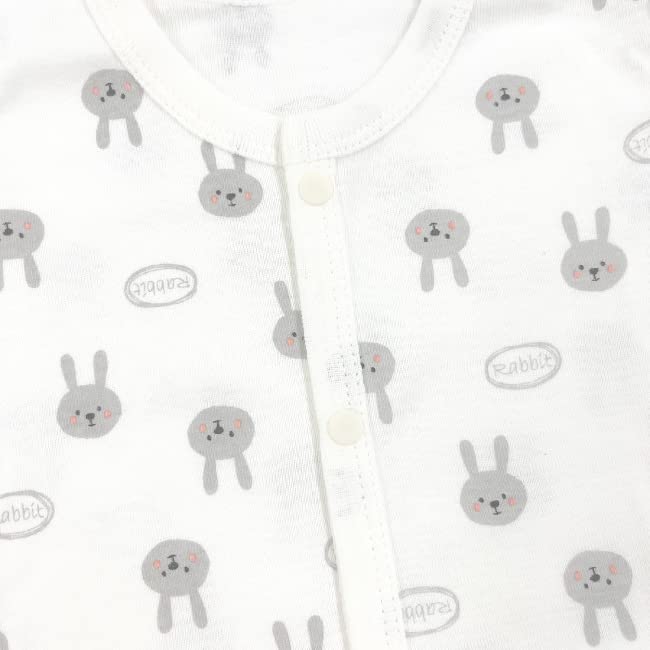 Baby Clothes Short Front Set of Floral [Chuckle Baby] Rompers, Sleeves, Opening, 3, Girls, Rabbit, Pattern, Plain, 80cm, T2112E-80-20