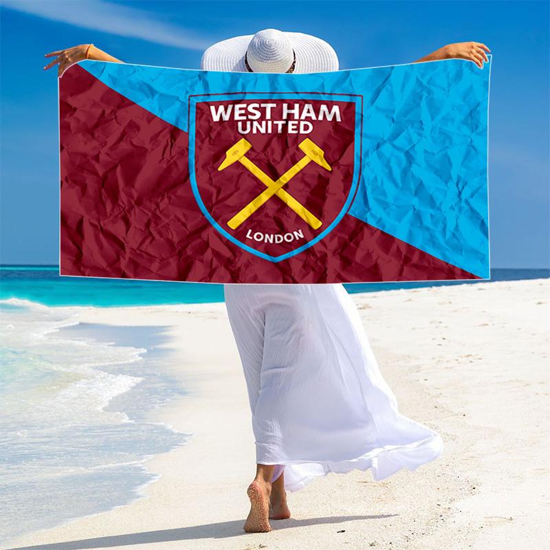West Ham United FC Logo Print Beach Towel, Large Soft Quick Dry Towel for Beach Camping Swimming