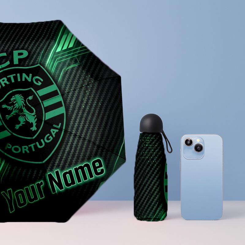 Sporting CP Manual Five Fold 8 Rib Umbrella Support Custom Text, Lightweight Travel Umbrella