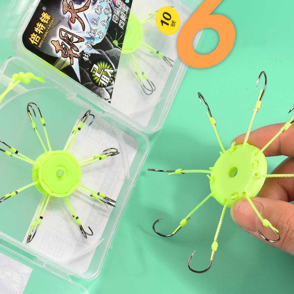 4pcs 2 Boxes Explosion Fishing Hooks Flap Carp String Hook Anti-Winding Spider Hooks Set High Carbon Steel Fishhooks for Stream 260319