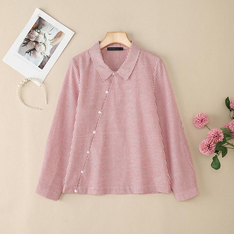 ZANZEA Womens Casual Long Sleeve Classic Stripe Blouse