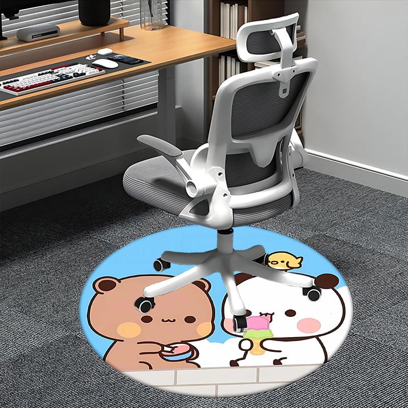 

Bear Ice Cream,Panda Treat Chair mat Round Rug-Office carpet, Machine Washable, Non-slip, Suitable for Living Rooms, Bedrooms, Entryways, an 80cm by 80cm