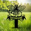 Metal Garden Stake Decor, Bee Yard Art, Farmhouse Sign, Outdoor Metal Ornament