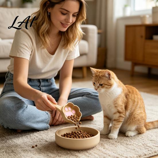 Portable Feeding Utensils 3D Printed Cute Paw Print Pet Food Scoop Measuring Spoon for Cats Precise Portion Control & Dogs Scooper Gift Lovers