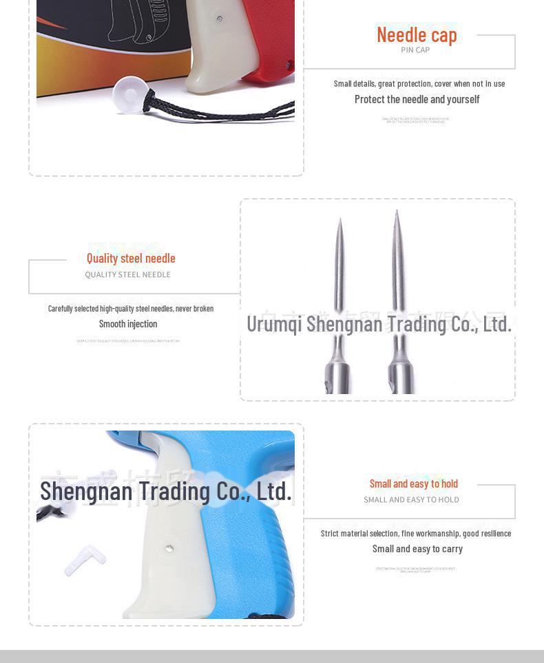 Shengnan Tag Gun Set: Fine & Thick Glue Needle Tagging Tool with Extended Length for Labels.