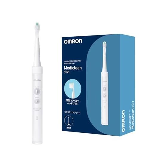 Электрическая зубная щетка OMRON HT-B3191-JTW Тонкая компактная головка, звуковая, перезаряжаемая, для ежедневной чистки зубов, 25 500 движений/минуту, высокоскоростная звуковая