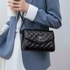 Women's black leather chain bag, versatile quilted crossbody bag, 2025 new fashion genuine leather shoulder bag