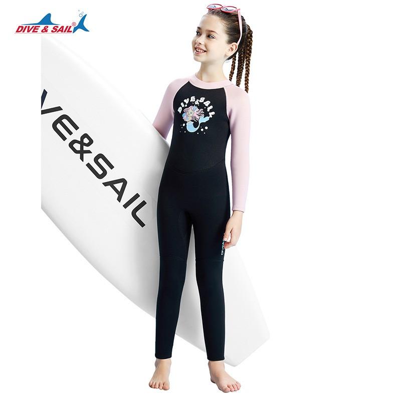 Kids 2.5mm Neoprene Wetsuit Full Body Long Sleeve Snorkeling Swimming Surfing Warmth Protection Girls