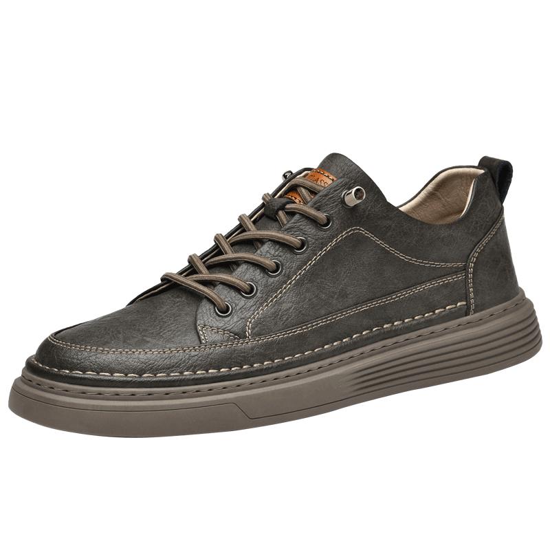 Classic Brand Men's Leather Casual Shoes Retro Khaki Men's Oxford Shoes Breathable Men's Outdoor Hiking Shoes Winter Velvet