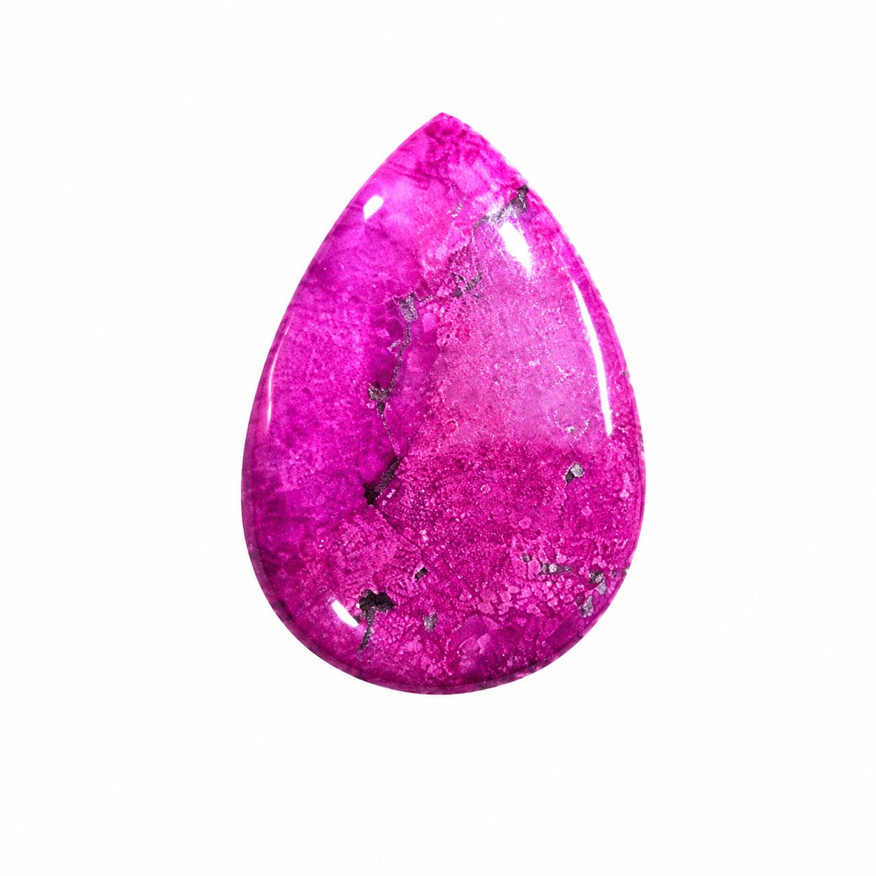 Pink Turquoise Pear Cabochon Gemstone | Vibrant Pink Turquoise Jewelry Making Stone 25x37mm розовый