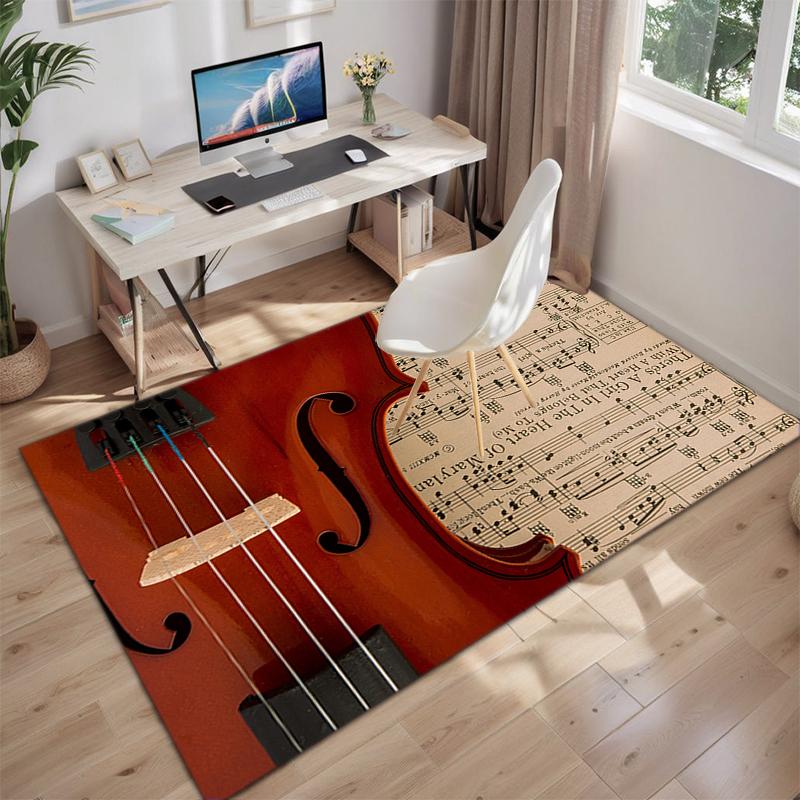 1Pc Musical Elements Printed Circular Carpet, Home Door Mat, Outdoor Travel Protection Carpet A9