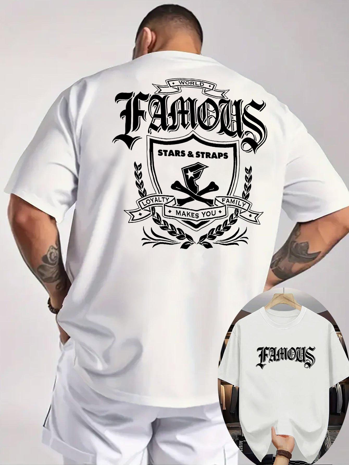 

Summer New Men s Casual Loose T-shirts with Famous Stars Straps Print Breathable Round Neck Lightweight Stretchy Clothes M