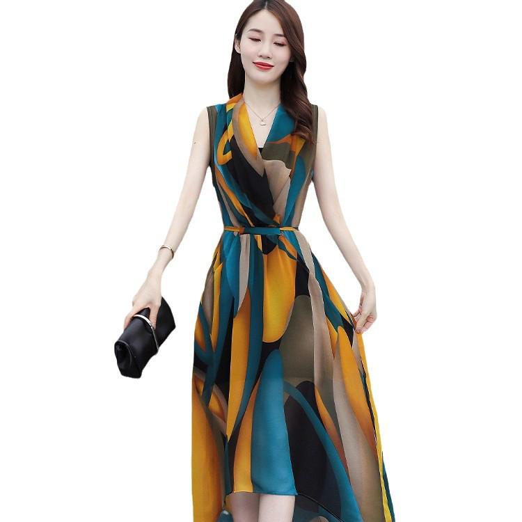 2024 Summer Fashionable Sleeveless Dress for Women - Plus Size, Knee-Length