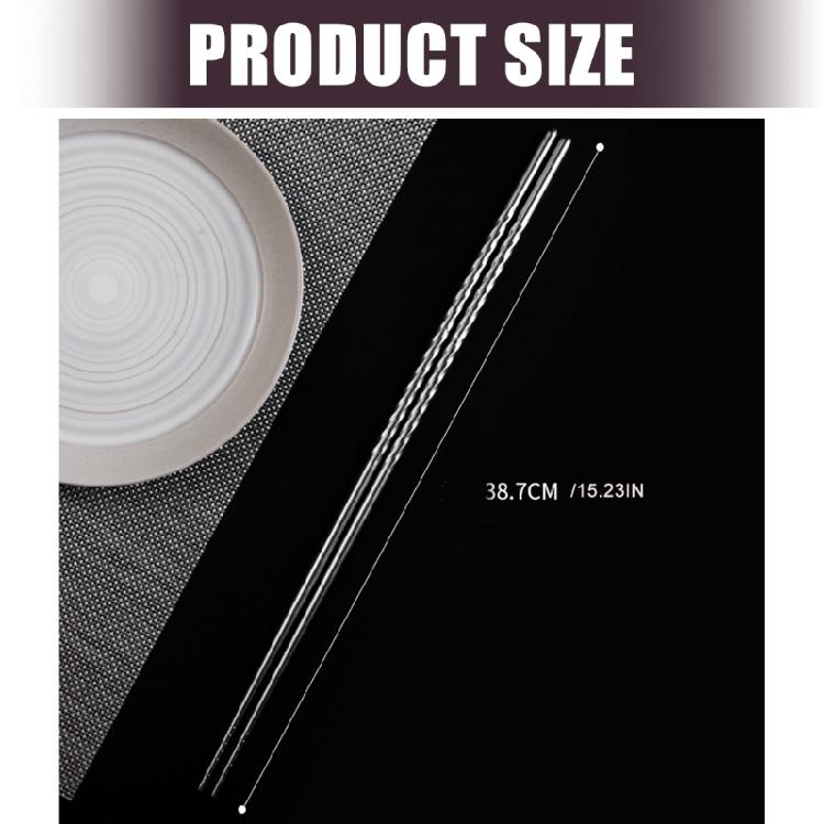 2Pairs Stainless Steel Long Chopsticks Metal Chopstick Reuse Kitchen Tool For Cooking Serving And Hot Pot Noodles