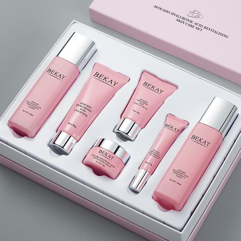 Avocado Hyaluronic Acid Six-Piece Skincare Set: English Version, Hydrating & Moisturizing.
