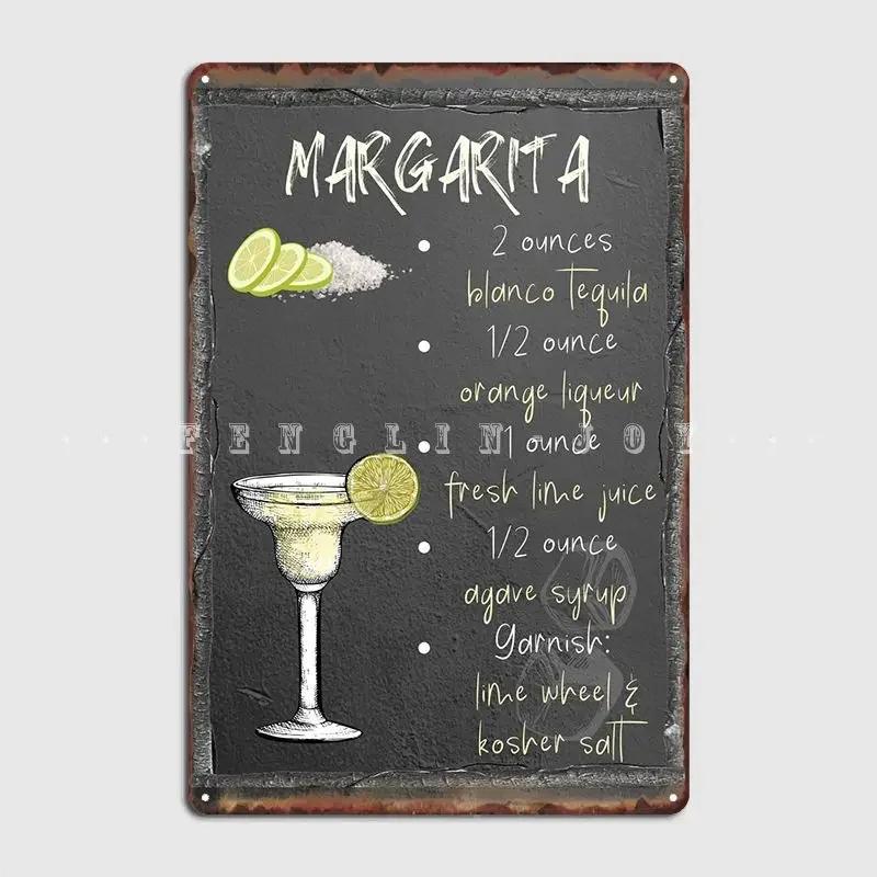 Margarita Cocktail Recipe Metal Sign Pub Club Bar Designing Wall Decor Tin Sign Poster