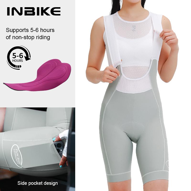 INBIKE Women's Cycling Bibs Pants High-waisted Summer Bike Shorts with Straps Shock Absorbing Bicycle Shorts MTB Cycling Clothes