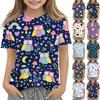 Children's Printed Round Neck Short Sleeved Casual T-shirt