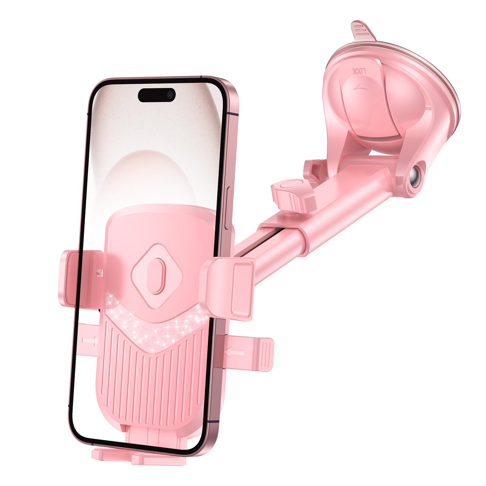 

YWOR Car Suction Cup Phone Mount, Universal Phone Holders for Your Car Windshield/Dashboard/Window, Cell Phone Holder Car with S розовый