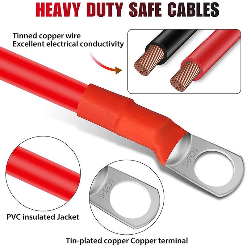 6/4 AWG 16/25mm 2 Cablu de conectare a bateriei Sârmă de cupru cu urechi pentru seria de baterii invertoare UPS Conectare paralelă