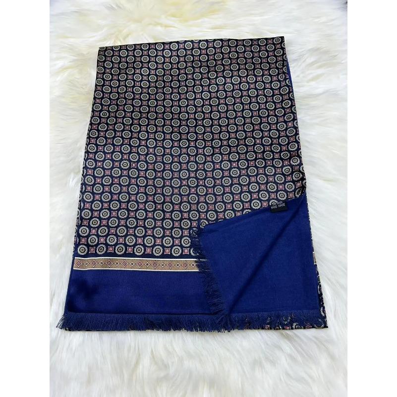BYSIFA|Green Men's Mulberry Silk Scarf Thicken Fall Winter Silk Male Business Scarves Neck Cravats Printed Blue,Green,Wine Red