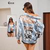 Women's Summer Lace Spliced Denim Jacket - Casual Fairy Style with Mesh Embroidery and Ripped Details