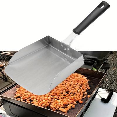 1pc Stainless Steel Food Shovel, Scoop for Cooking and Serving, Rounded Edge with Hanging Loop, Ideal for Home, Restaurant, and Outdoor Use