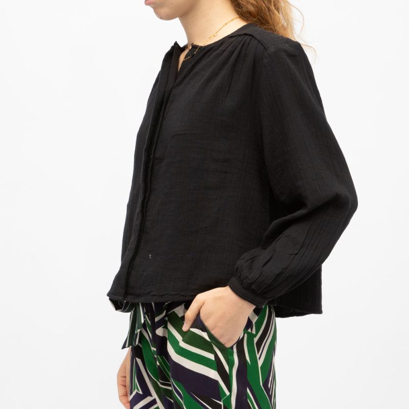 Blouse noire à boutons coton berlia Femme LA PETITE ETOILE